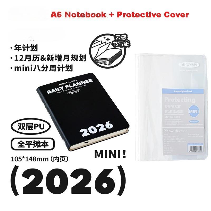 2026 Pocket A6 Notebook Planner Soft Cover Mini Journal Daily Plan Weekly Yearly Monthly Planning Agenda Calendar Gift