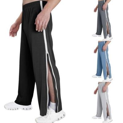 Pantaloni sportivi da uomo Chiusura con cerniera laterale Pantaloni larghi dritti Gamba larga Vita elastica Morbido traspirante Tinta unita Palestra Traning Pantaloni sportivi da jogging Pantaloni lunghi
