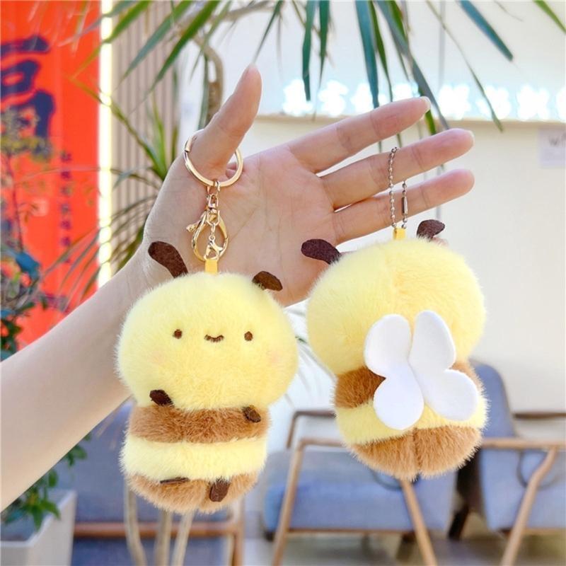 HXBF Honeybee Toy Keychain Soft Stuffed Animal Bag Charm Backpack Pendant Accessory