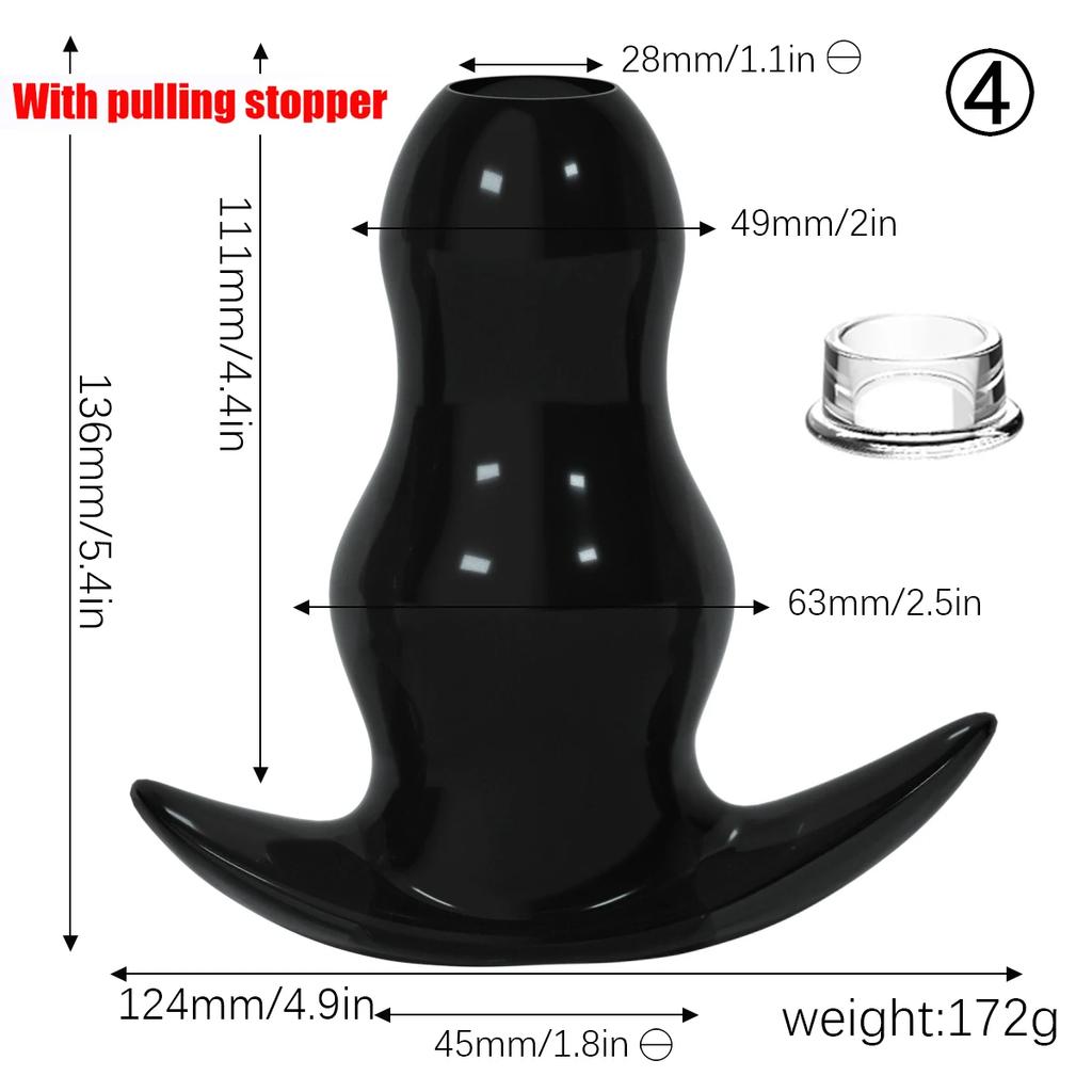 TPE Hollow Anal Plug with Cap - Transparent Tunnel Butt Plug for Gape Training & Prostate Play