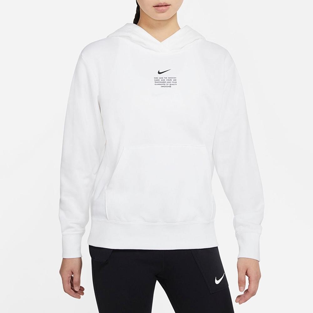 Nike Sportswear Swoosh Pullover Long Sleeve Hoodie Women Tops White DJ6948-100