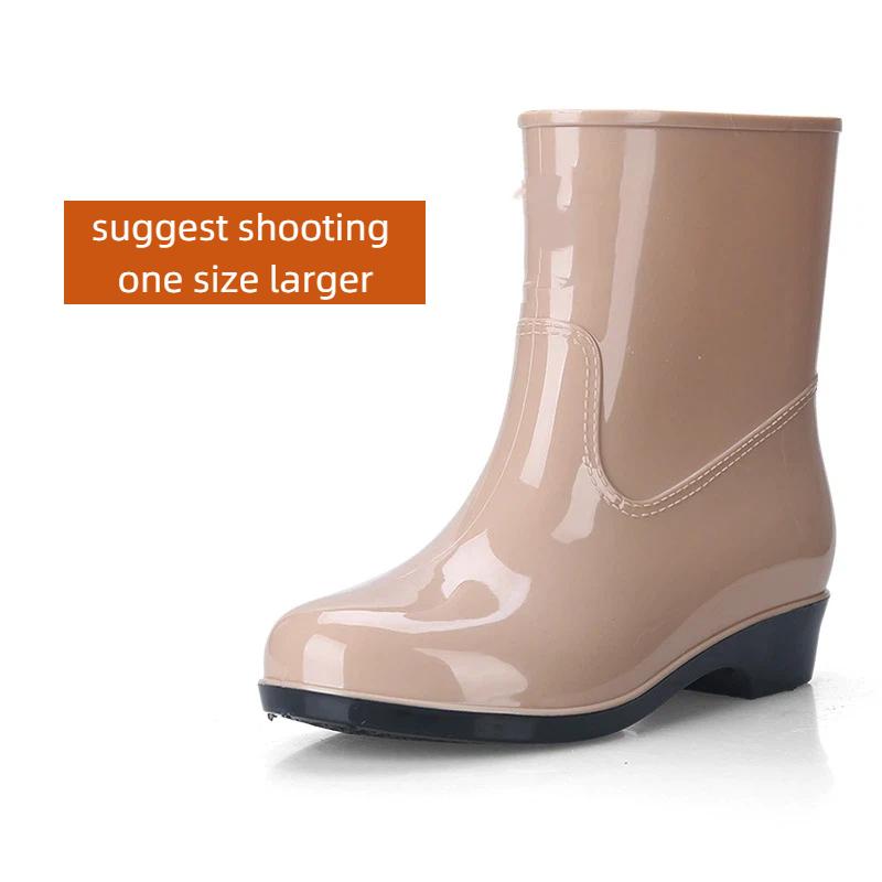 

Женские модные нескользящие водонепроницаемые износостойкие резиновые сапоги с межподошвой и подошвой из коровьей жилы 37 хаки