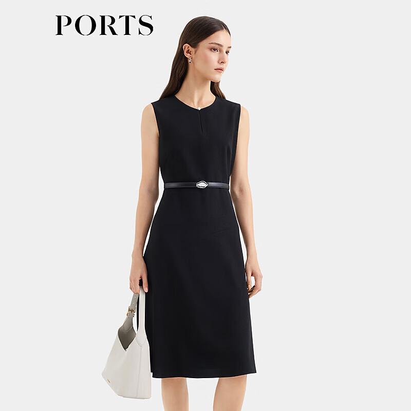 PORTS Black Acetate Gold Lurex Midi Dress