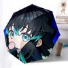 1pc Anime Character Lollipop Design Automatic Opening Umbrella with Cherry Blossom Pattern - Portable 3-Fold Design, 8-Rib Iron Frame Outdoor Umbrella