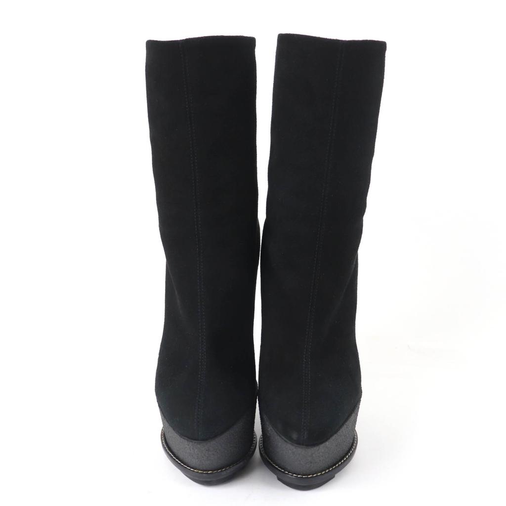 Excellent GIUSEPPE ZANOTTI Ankle boots Wedge sole black Suede leather Women 35 Used