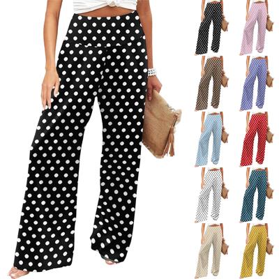 Fashionable Lady's Casual Wide-leg Pants with High Waist and Flowing Style Featuring Pockets