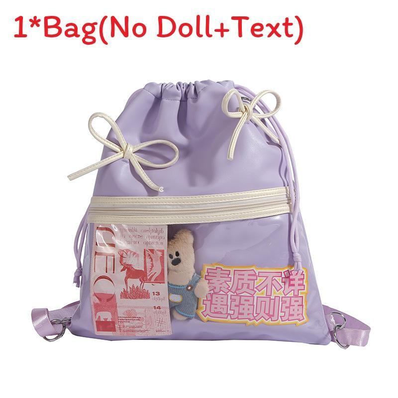 Lightweight Bowknot Backpack Solid Color Itabag Bucket Bag Fashion Gift Casual