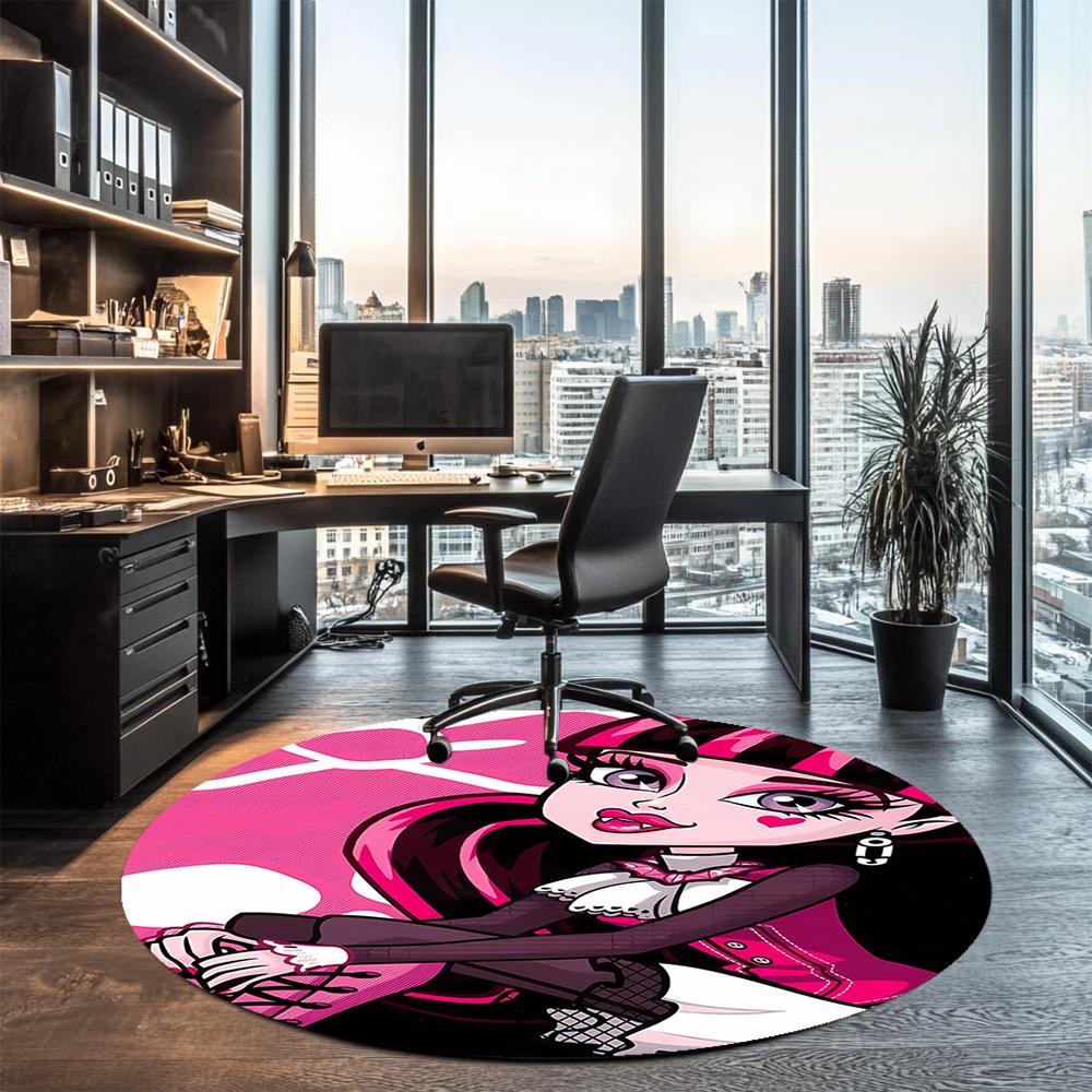 Monster High Printed Round Rug Carpet Chair Rug Area Rug Entryway Doormats,for Office Chair Living Room Bedroom Kitchen Room.