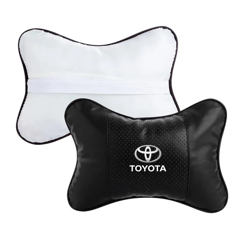 1/2Pcs Leather Car Interior Seat Headrest Neck Pillow Car Accessories For Toyota GR Camry Corolla Yaris Chr Auris Avensis T25