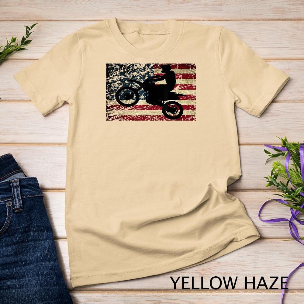 

Dirt Bike USA Flag T-Shirt Motocross American Flag Unisex T-shirt 3XL
