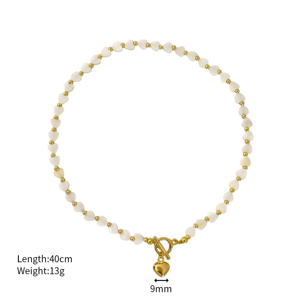 

Light Luxury Freshwater Fritillary Beaded Love Necklace Female OT Buckle Niche Temperament Internet Celebrity Collarbone Chain