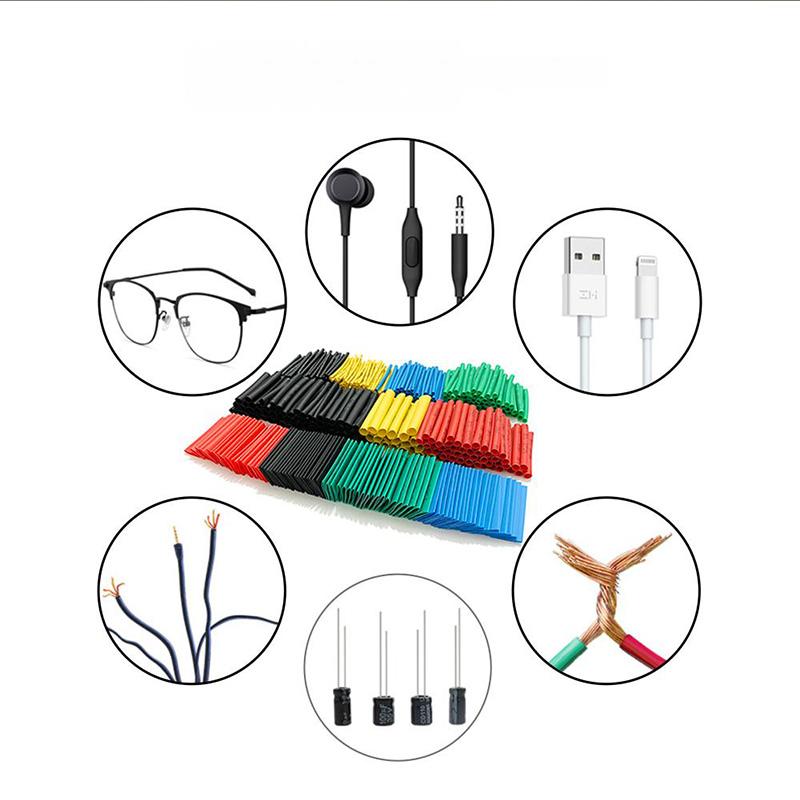 Assortment Black Red Polyolefin Tube for Car Cable Wire Sleeving Wrap Kit 127PCS 2:1 Heat Shrink Tubing