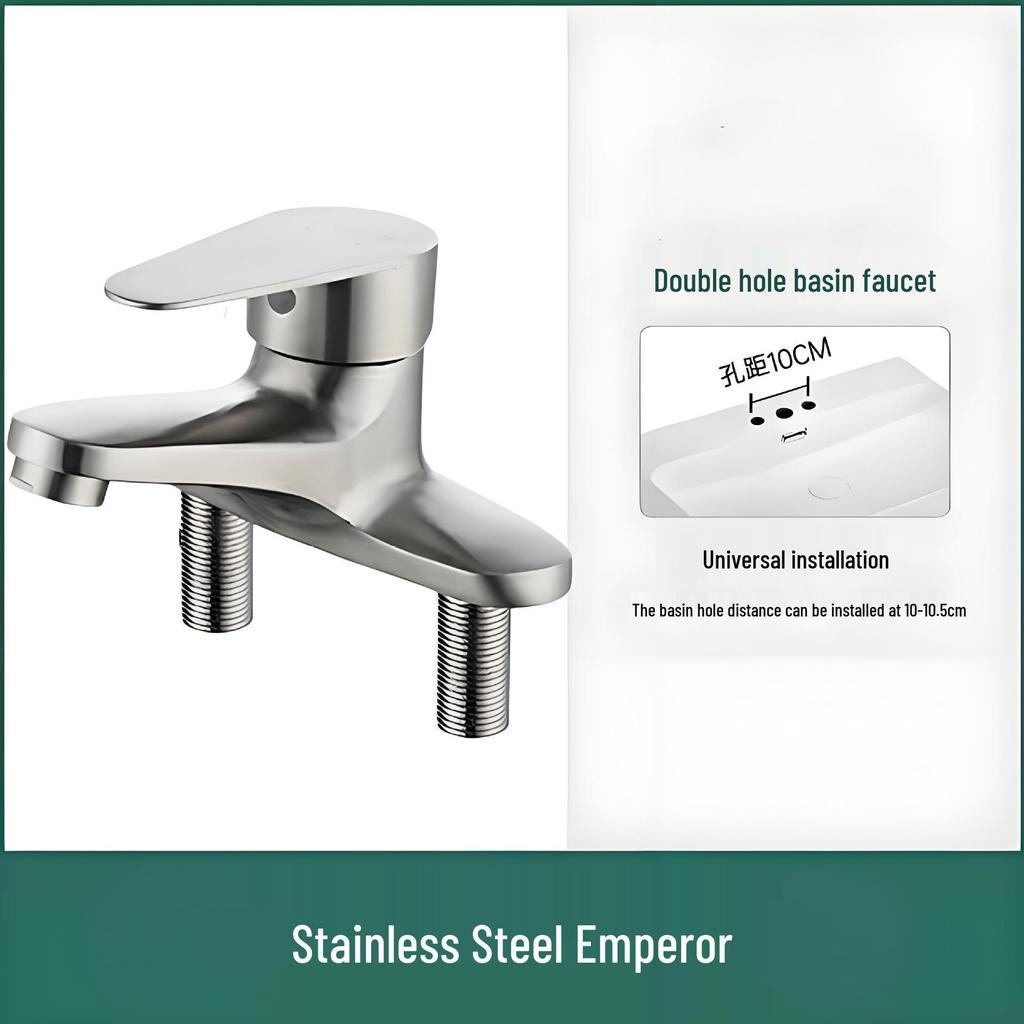 Vintage Two-in-One Bathroom Faucet: Double Hole, Hot & Cold Water, Three Hole Mixer Tap