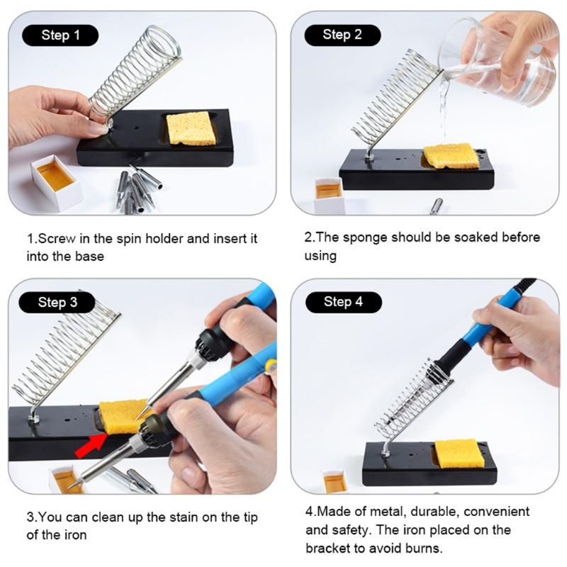 60W Soldering Iron Kit Adjustable Temp Welding Tool Digital Multimeter 5pcs Soldering Iron Tips EU/UK/US Standard
