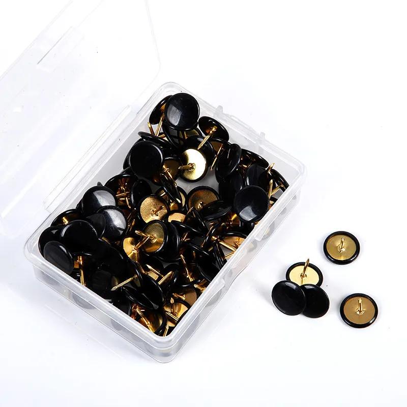 

100pcs Colorful Thumbtack Oblate Pushpins for Corkboard Home Office Photo Wall Map Markers Drawing Pins Felt Board Push Pin чёрный