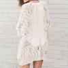 Spring Autumn Women Knitwear Hollow Out Loose Knitted Coat Pure Color Cardigan Long Sleeve Elastic Jacket Mid Length