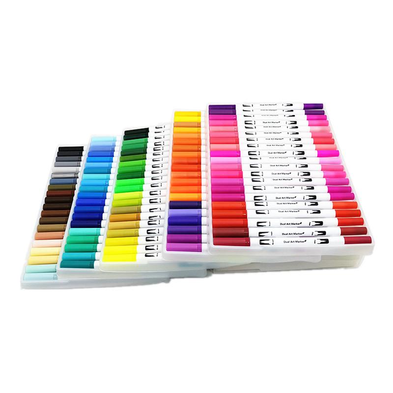 Washable Water-based Double-headed Watercolor Pens for Children - Soft-tip Markers and Brush Set