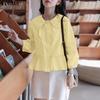 VONDA Women Casual Doll Collar Loose Long Sleeve Buttons Ruffled Blouse