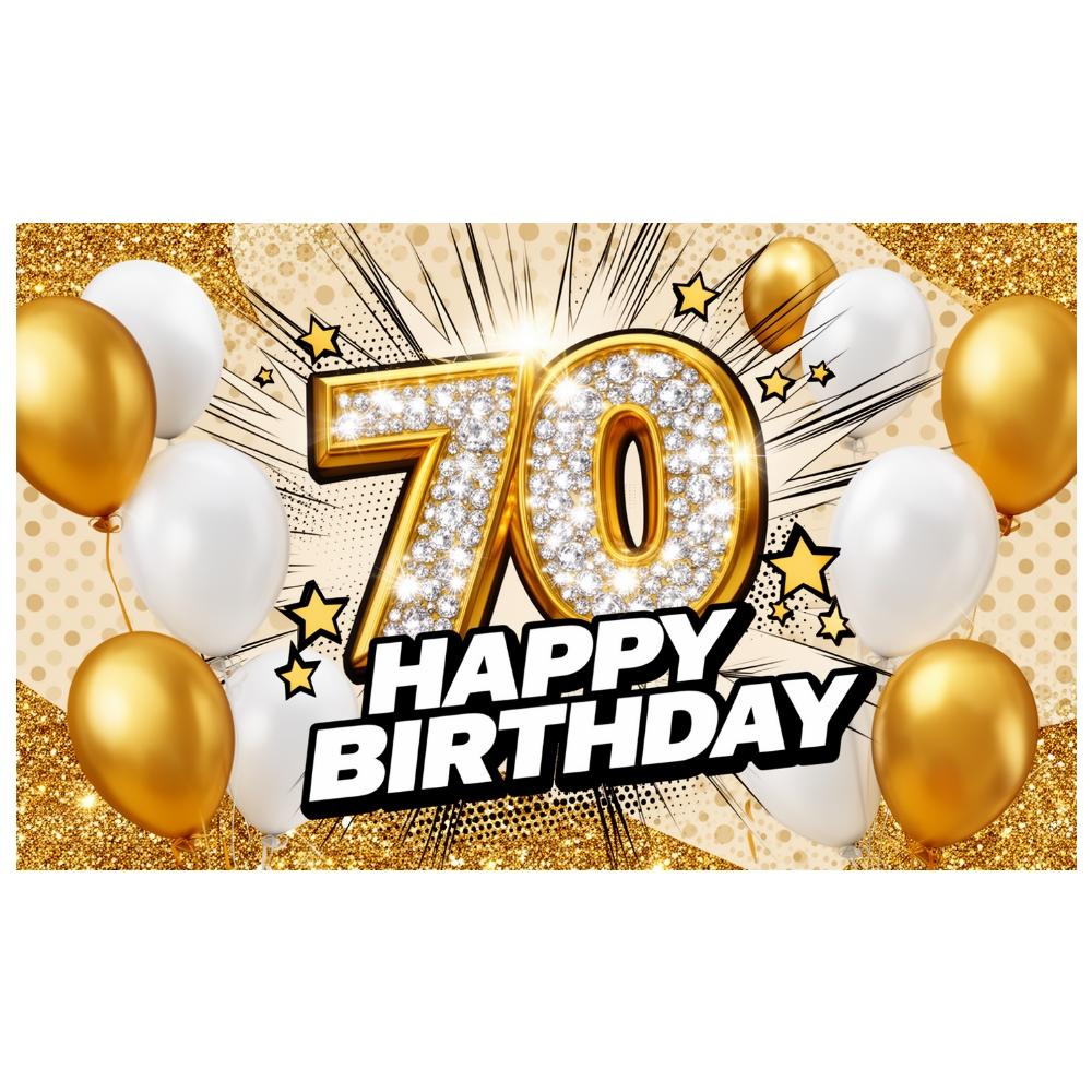70th Birthday Photo Backdrop Gold Frame 70th Birthday Party Banner 70th Birthday Backdrop Typography For Banquet Hall