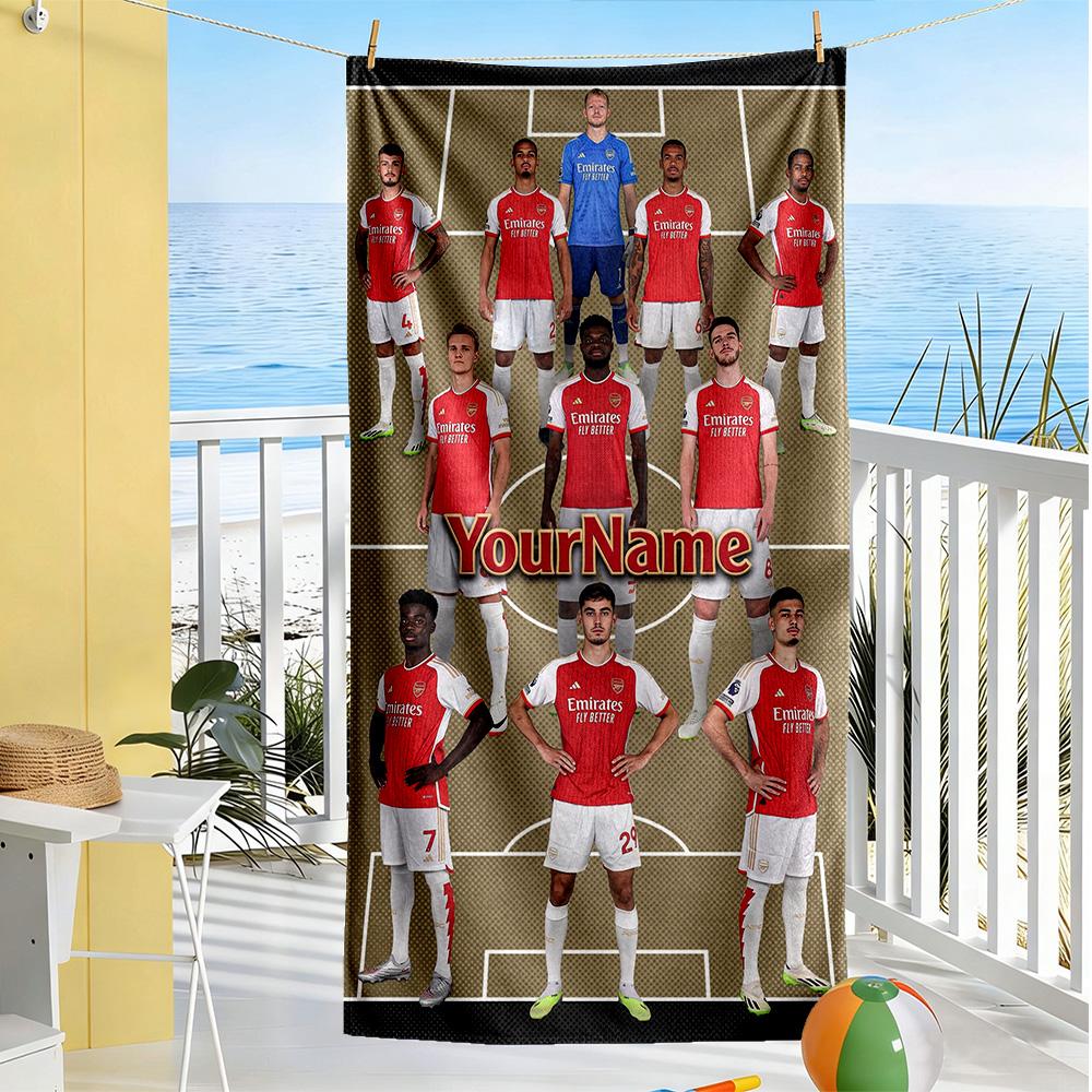 Arsenal Personalized Text Beach Towel High Absorbency & Quick-Dry Ideal for Travel Outdoor Swim Pool Yoga Surf Camping Hiking Gym Gift Holiday
