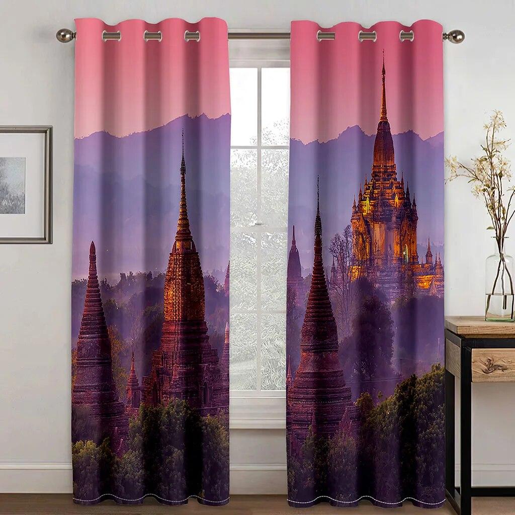 Zen Stones Candle Bamboo Forest Elegant Curtains For Living Room Modern Fashion Window Treatments Curtains