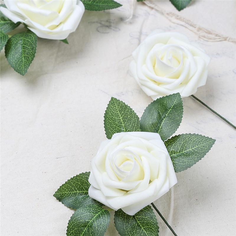 25pcs 8cm PE Foam Artificial Rose Flowers Fake Flower Wedding Decor DIY Scrapbooking Craft Home Decoration