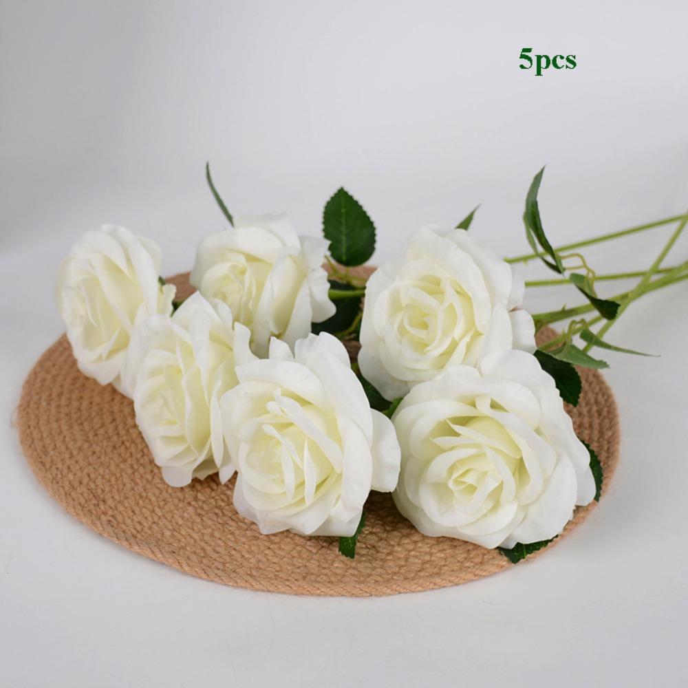 5pcs New 6 Colors Simulated Rose DIY Party Decoration Festival Supplies Vintage Silk Rose Wedding Fake Flowers Home Decor