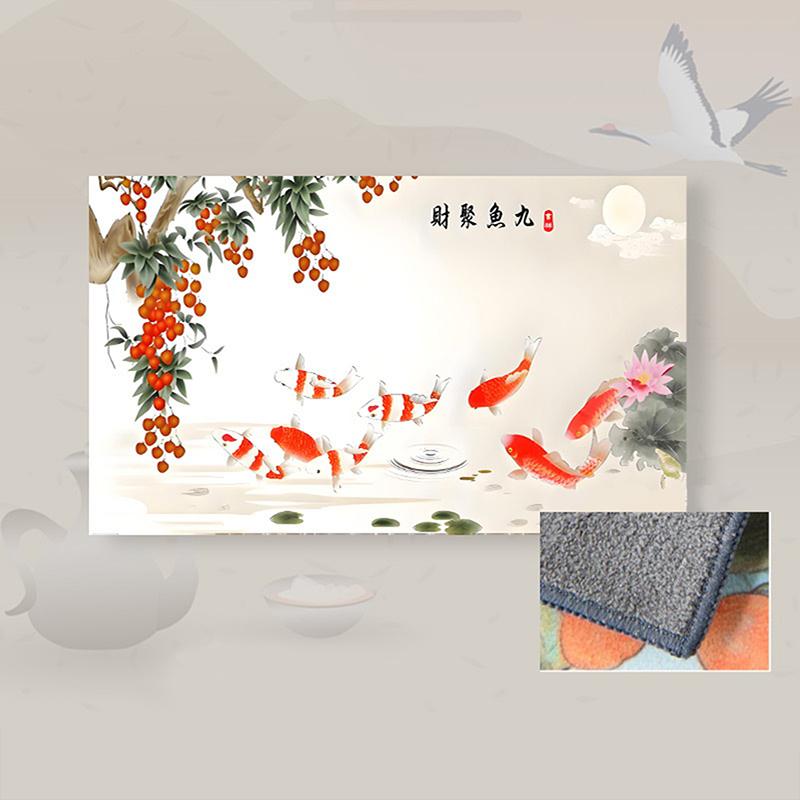 30*18Cm High-End Tea Towel With Retro Style And Colorful Painting, Special Tea-Drinking Cloth, Premium Tea Set