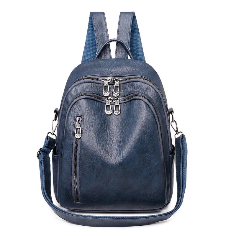 2024 Women's Soft Leather Waterproof Backpack - Large Capacity, Casual Korean Style for Shopping, Travel, and Mommy Needs