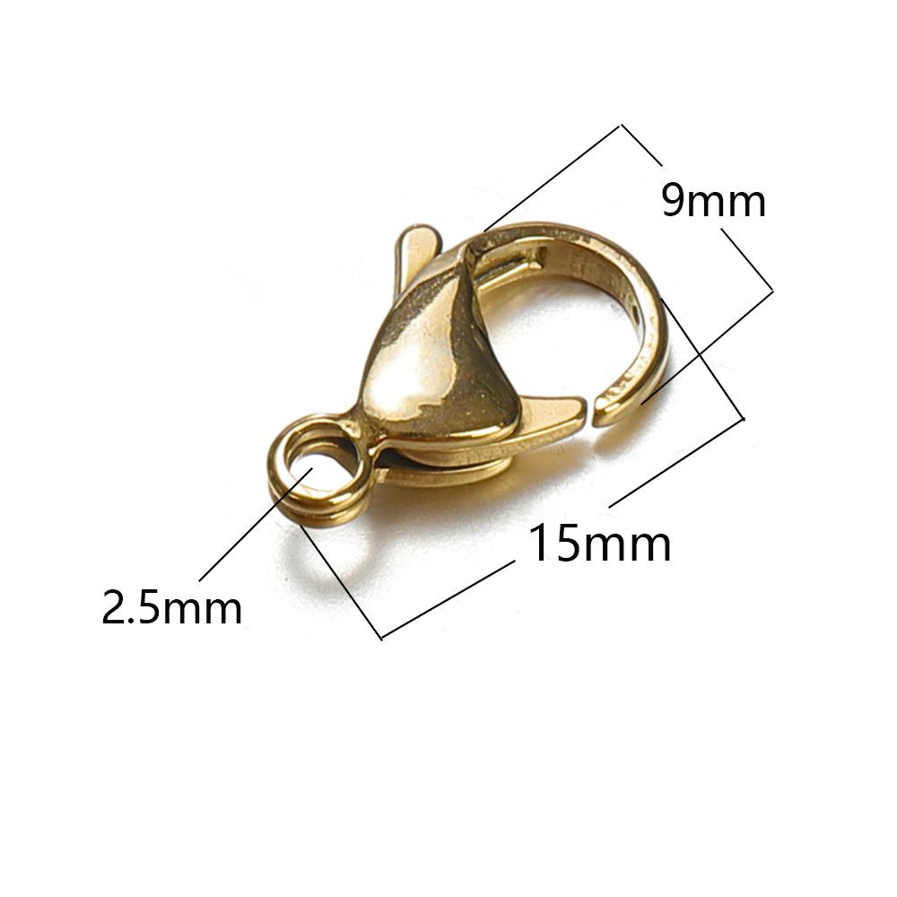 20pcs 9-15mm Stainless Steel Lobster Clasps for Bracelet Necklace Gold Color Chain Claw Connectors DIY Jewelry Making