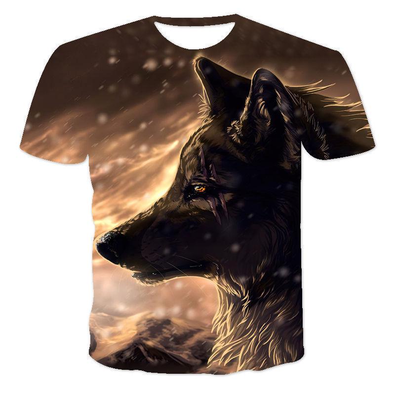 

Летняя футболка Модная классная анималистичная футболка с принтом волка для мальчиков и девочек Повседневная спортивная футболка с короткими рукавами 6XL