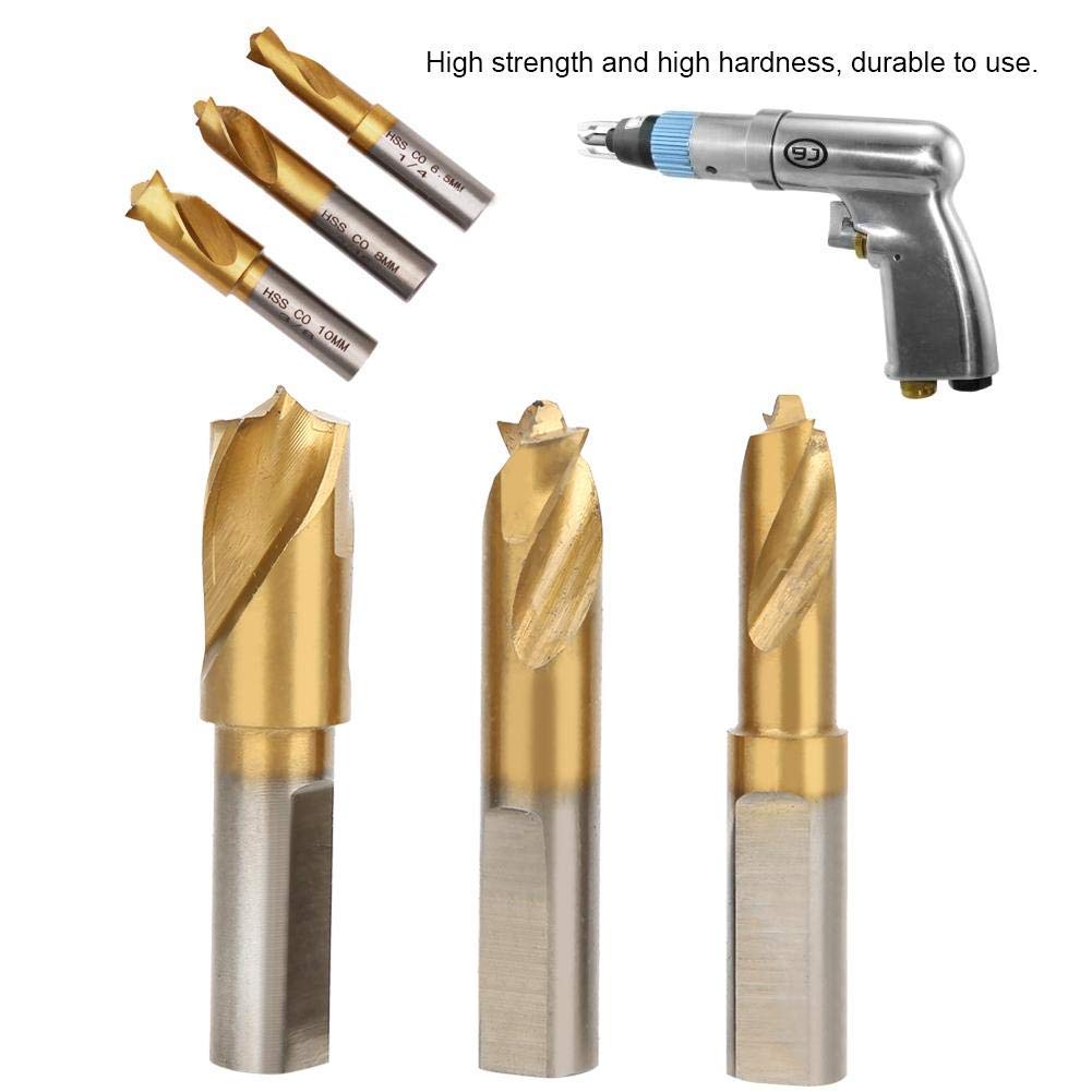 Thincol 3Pcs Cobalt Spot Weld Drill Bit Set, 8mm Shank, 1/4in, 5/16in, 3/8in Cutting Diameter, Automotive Sheet Metal Working, with Case