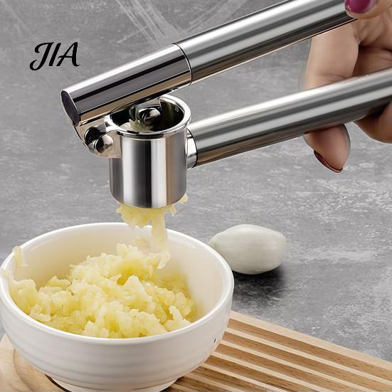 Garlic Peeler And Presser Set Stainless Steel Presser, Effortless Extended Handle Ginger Kitchen Tool for Seasoning Prep Masher, Easy Squeeze