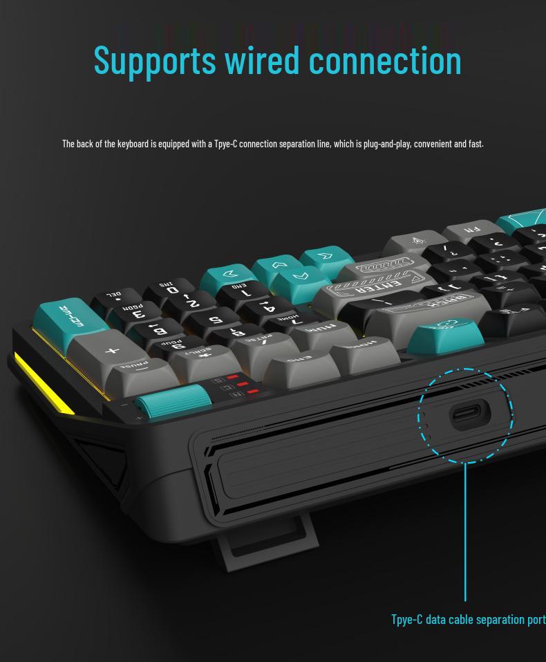 Panson K97 Dreifarbige leuchtende Gaming-Kabeltastatur - Mechanisches Gefühl für Desktop-Computer.