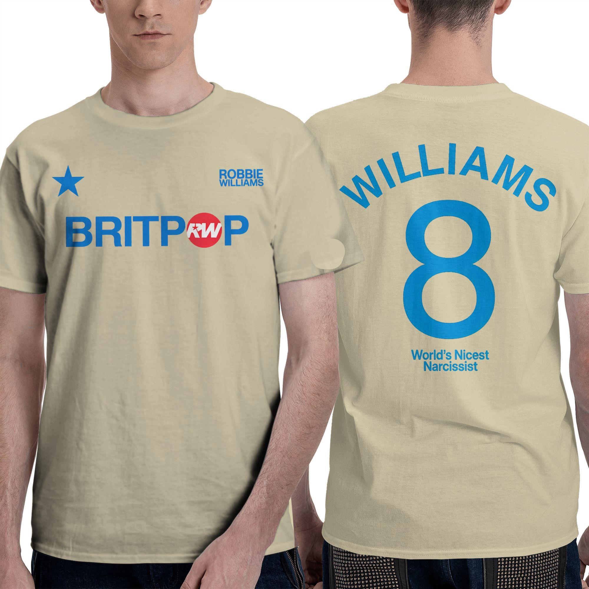 XIXI Fashion Grappige Robbie Williams Britpop Tour 2025 T-shirts voor Heren Ronde Hals 100% Katoen T-shirt Korte Mouw T-shirt Grote Maat Kleding XL