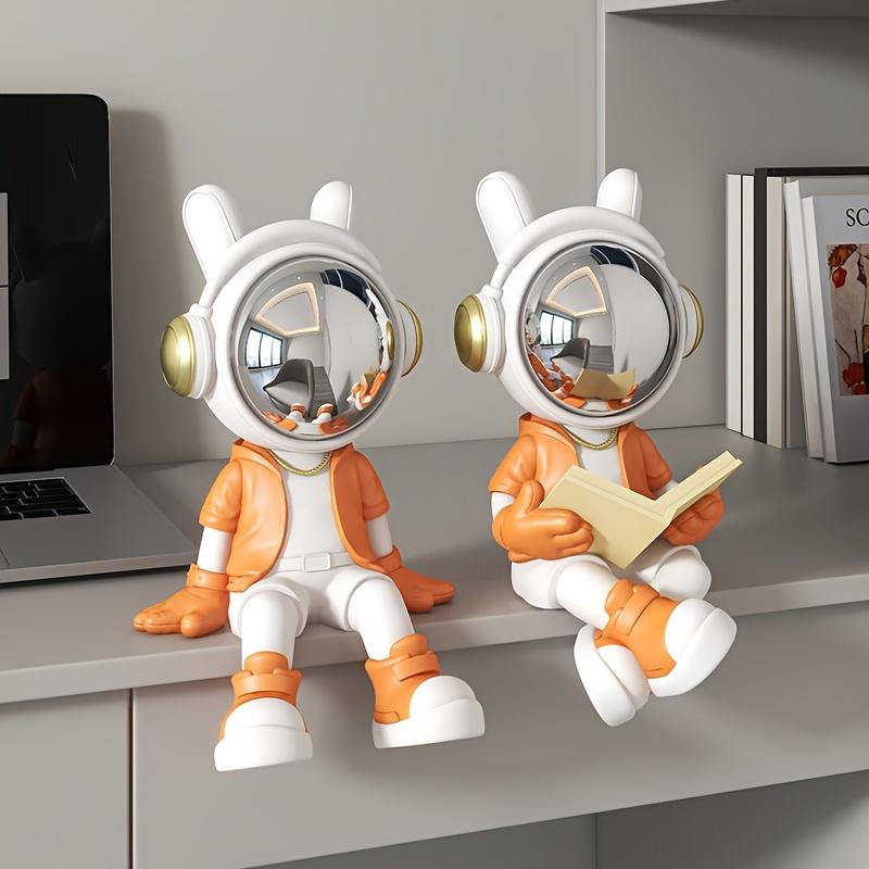 1pc Fantasy Astronaut Figurine, Resin Statue Bookend for Living Room, Office, Study Desk Home Decor, Versatile Room Placement, No Power Needed