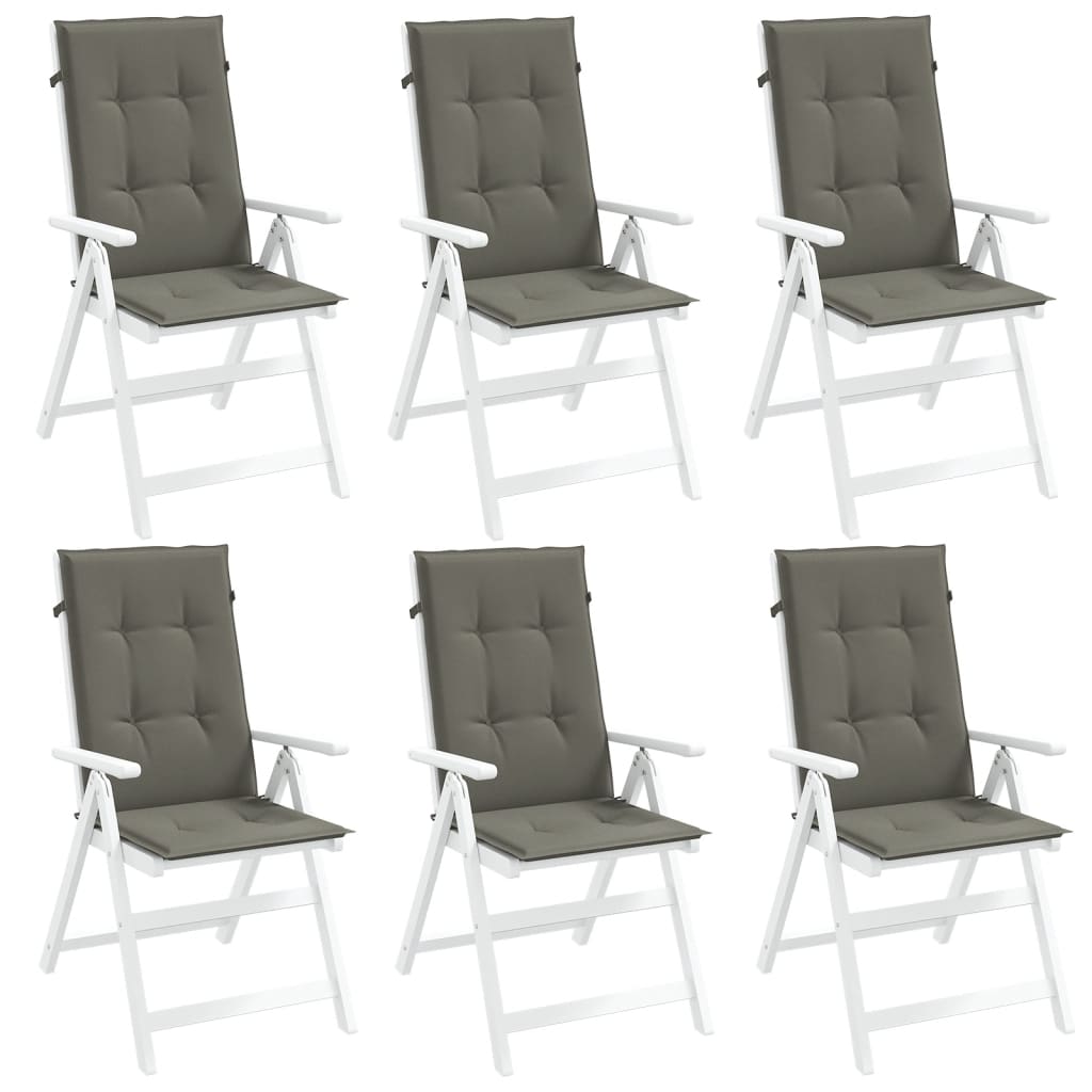High Back Seat Cushions 6 Pcs Dark Grey Melange 120x50x4 Cm Fabric