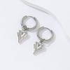 Punk Peach Heart Pendant Earrings for Women Silver Color Simple Fashion Geometric Circular Ear Buckle New Trendy Jewelry Gift