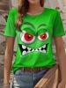 3D-gedrucktes lustiges Ausdrucksmuster Damen-T-Shirt Sommerlich lässig Rundhals-Oberteil Kurzarm Locker geschnittenes T-Shirt Täglich Kurzarm