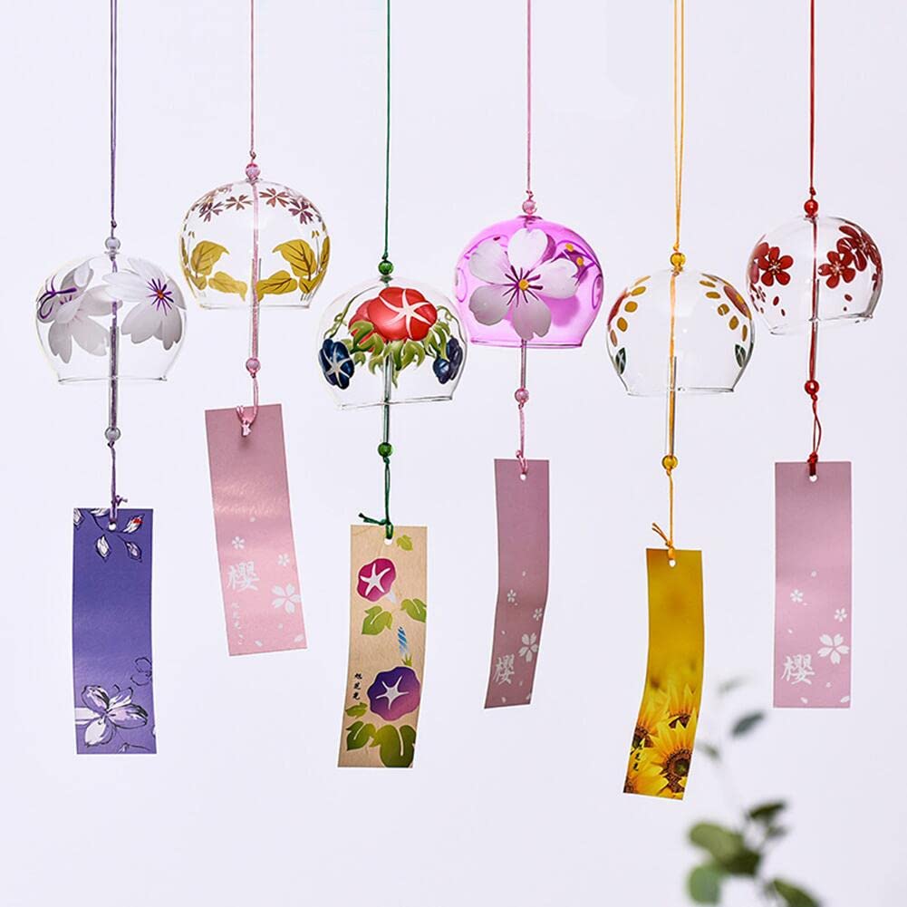 Jumei Wind Chimes, Handmade Glass Wind Chimes, Set of 10, Enjoy the Cool Summer Spirit, Stylish Interior Decor, Souvenir, Gift, Present, Ornament (wit