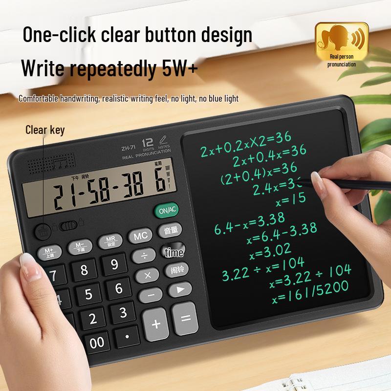 High-Brightness XL Screen Desktop Calculator with Writing Pad