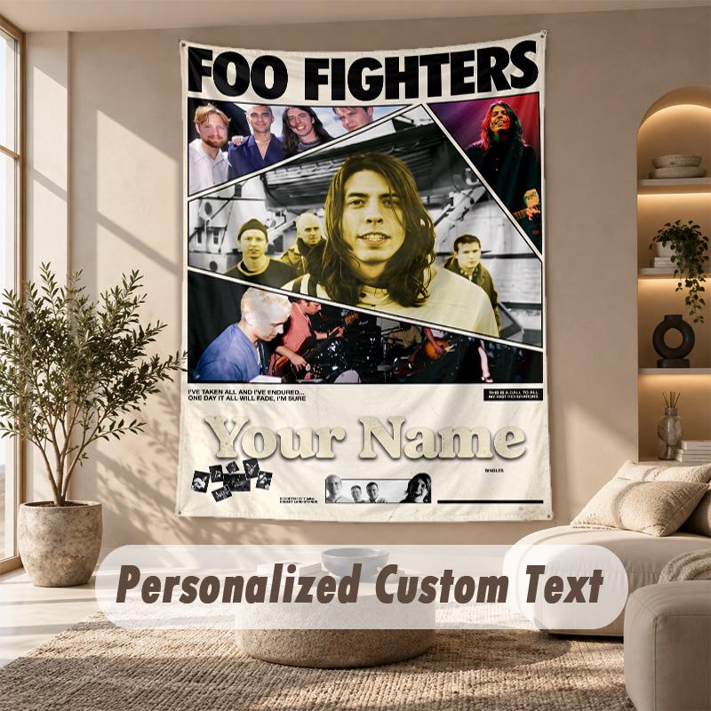 Tapestry Custom Name Text, Wall Hanging Tapestry Home Room DecorFoo Fighters