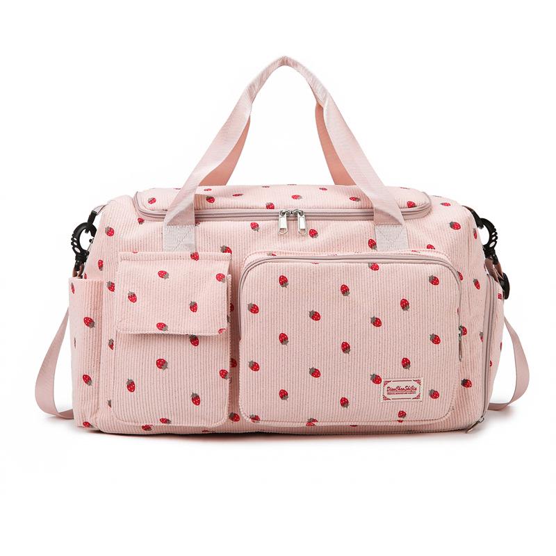 Women's Lightweight Large-Capacity Corduroy Handbag - Strawberry Shoulder & Gym Bag