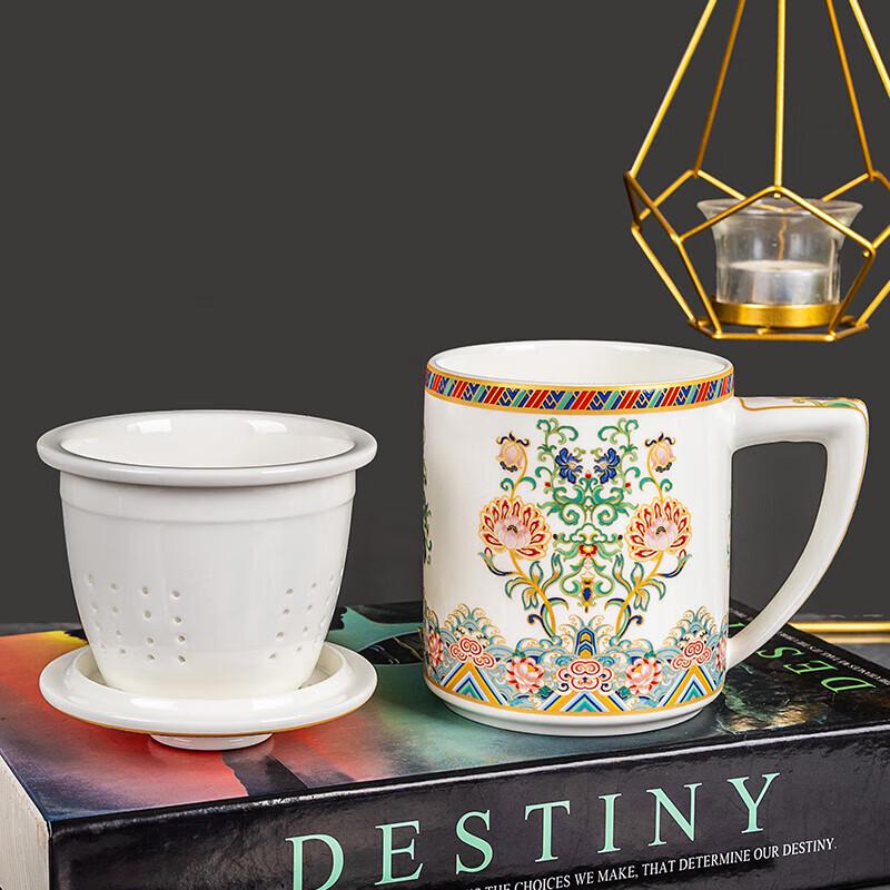 Tanghui Bone China Tea Infuser Mug with Lid and Handle