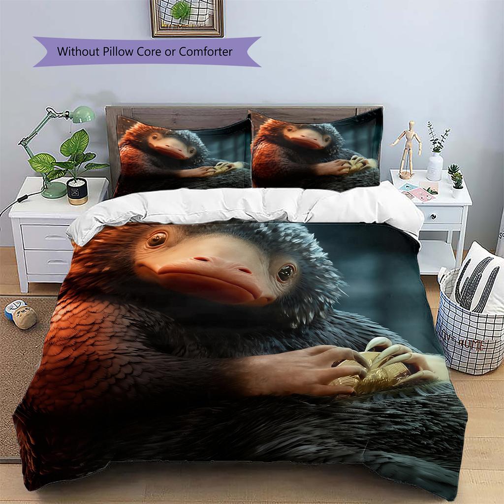 Fantastic Beasts Cute Printed Bedding Set Duvet Cover Pillowcase No Filler, Soft Home Bedroom Decor, Perfect Gift for Fans.chl