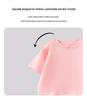 2025 Summer Korean Style Girls' Cotton Ruffle T-Shirt - Round Neck, Short Sleeve, Solid Color, Cute Undershirt.