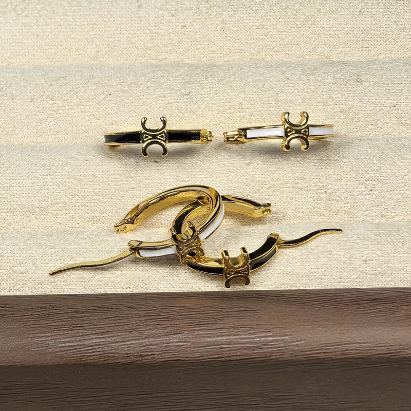 2025 Klassieke Arc de Triomphe Witte Emaille Stud Oorbellen - Dames Europees & Amerikaans Retro Luxe Stijl