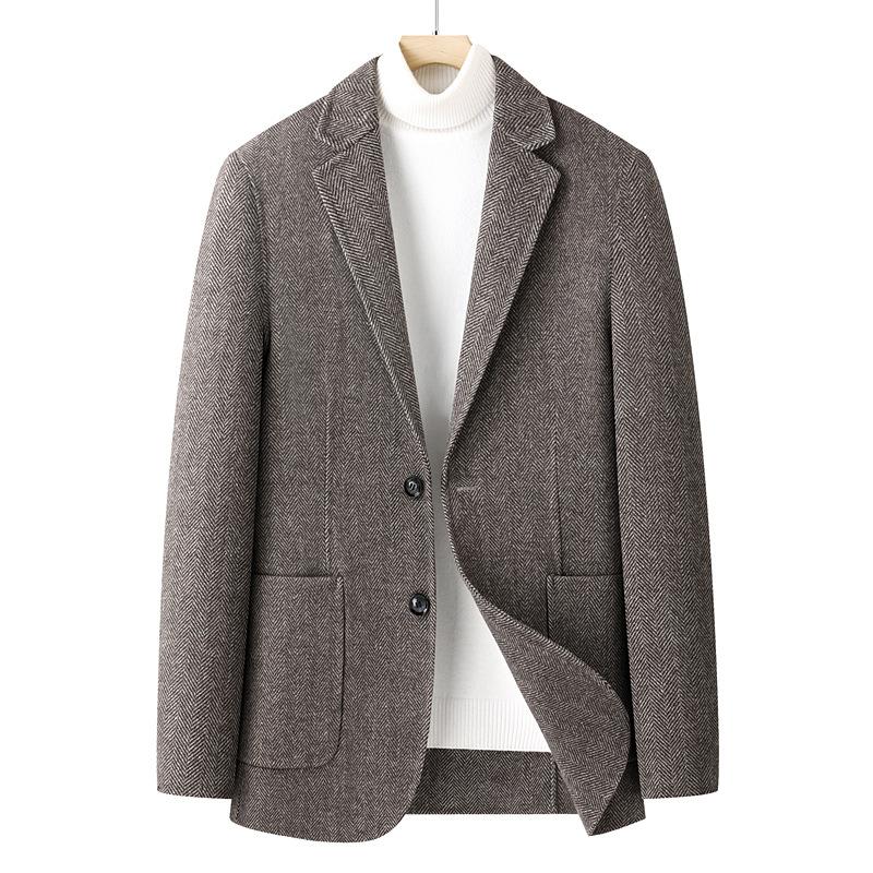 Autumn Men's Woolen Suit Men's Top Fashion Urban Single-breasted Twill Youth Blazer
