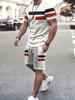 Moda Casual da Uomo Larghi Comodi Maniche Corte Tendenza Esterna Pantaloncini Sportivi Novità a Strisce Stampa 3D