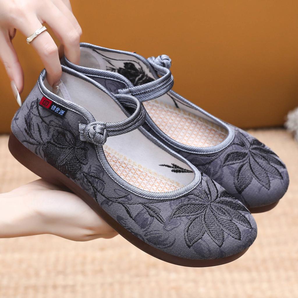 Women's Shoes Spring Chinese Style Embroidered Shoes Flat Hanfu Shoes Comfortable Anti Slip Cloth Shoes Mom Shoes Casual Soft Walking All Day Sneakers
